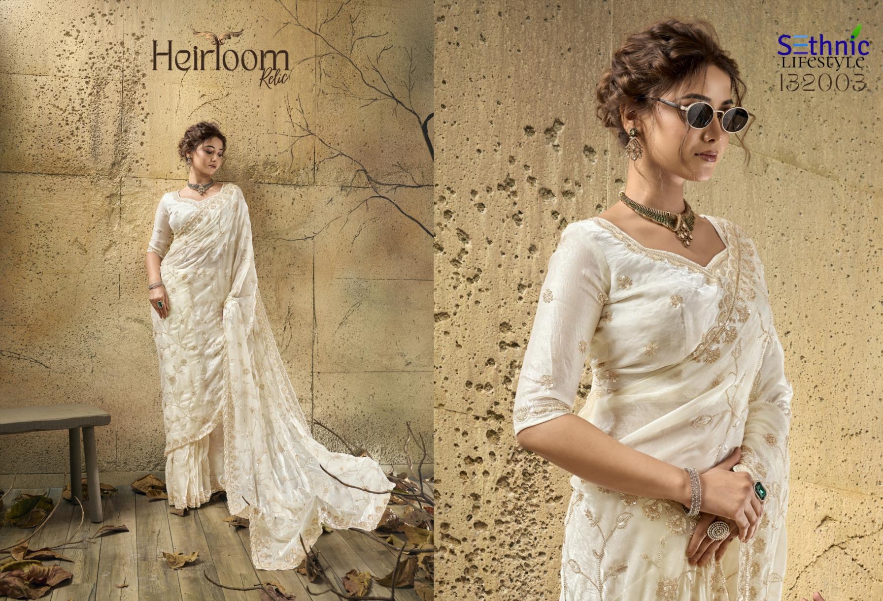 Sethnic Lifestyle Heirloom Relic Velvet Satin Designer Saree Wholesale