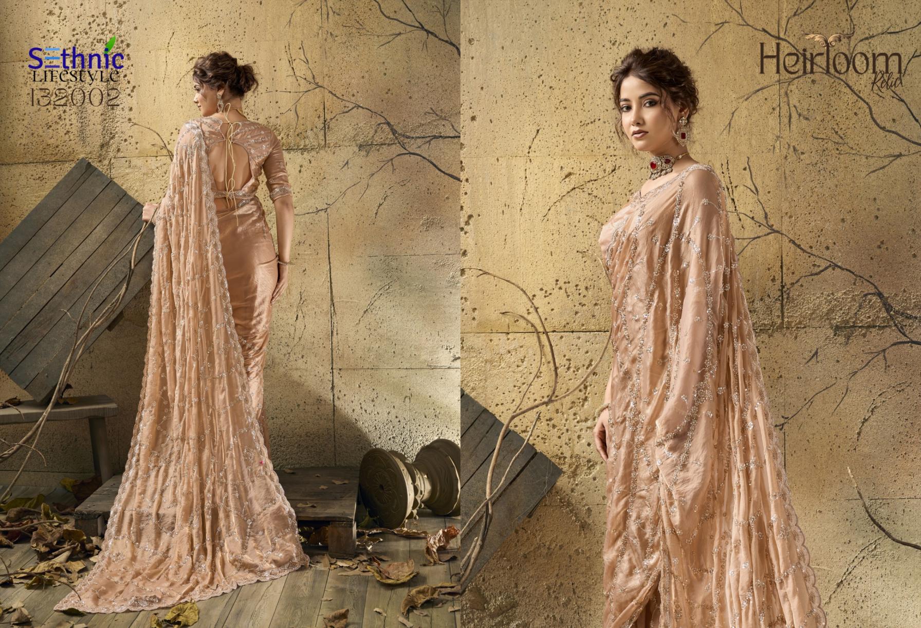 Sethnic Lifestyle Heirloom Relic Velvet Satin Designer Saree Wholesale