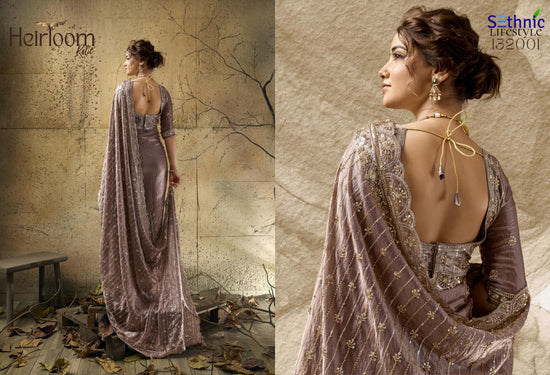 Sethnic Lifestyle Heirloom Relic Velvet Satin Designer Saree Wholesale