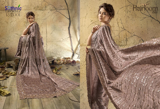 Sethnic Lifestyle Heirloom Relic Velvet Satin Designer Saree Wholesale