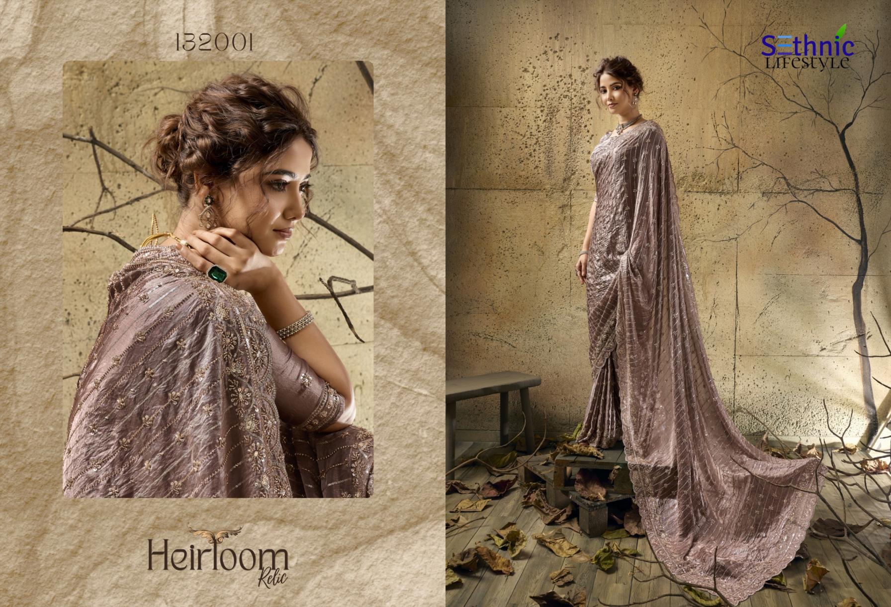Sethnic Lifestyle Heirloom Relic Velvet Satin Designer Saree Wholesale