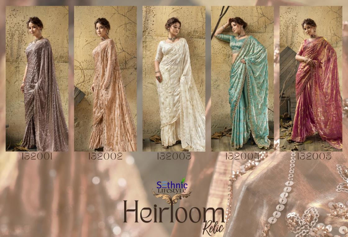 Sethnic Lifestyle Heirloom Relic Velvet Satin Designer Saree Wholesale
