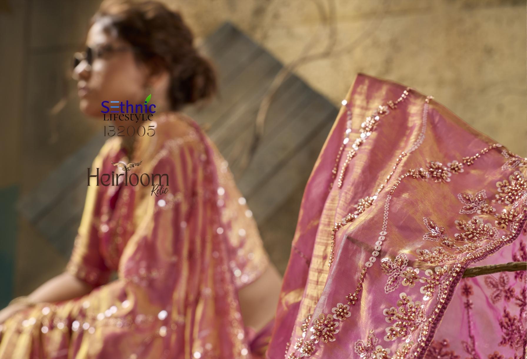 Sethnic Lifestyle Heirloom Relic Velvet Satin Designer Saree Wholesale