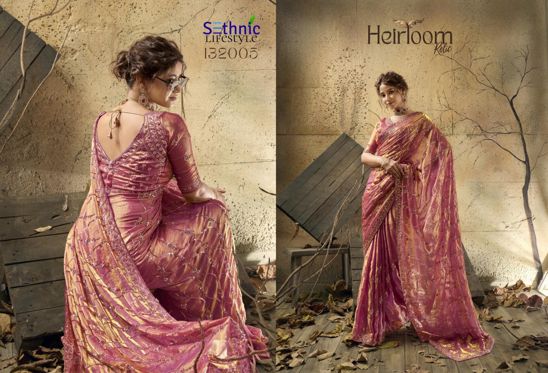 Sethnic Lifestyle Heirloom Relic Velvet Satin Designer Saree Wholesale