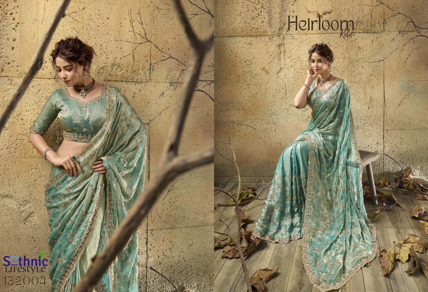 Sethnic Lifestyle Heirloom Relic Velvet Satin Designer Saree Wholesale