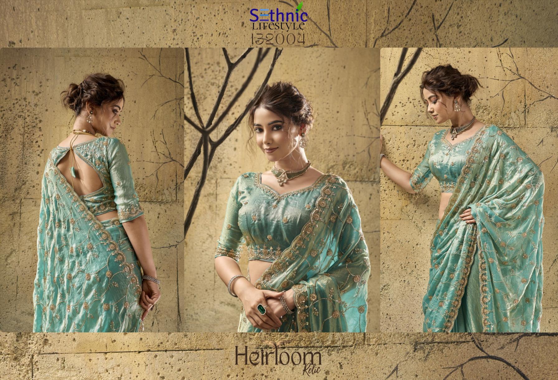 Sethnic Lifestyle Heirloom Relic Velvet Satin Designer Saree Wholesale