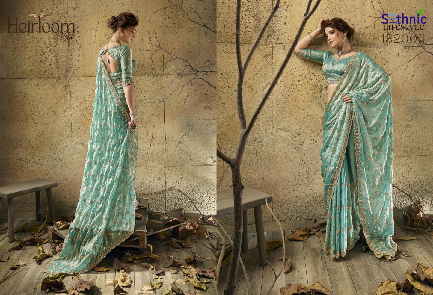 Sethnic Lifestyle Heirloom Relic Velvet Satin Designer Saree Wholesale