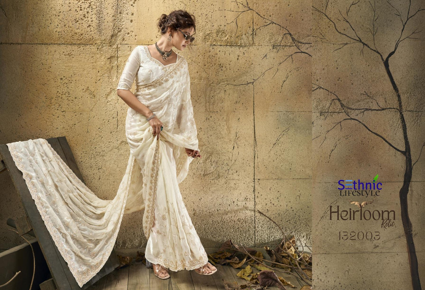 Sethnic Lifestyle Heirloom Relic Velvet Satin Designer Saree Wholesale