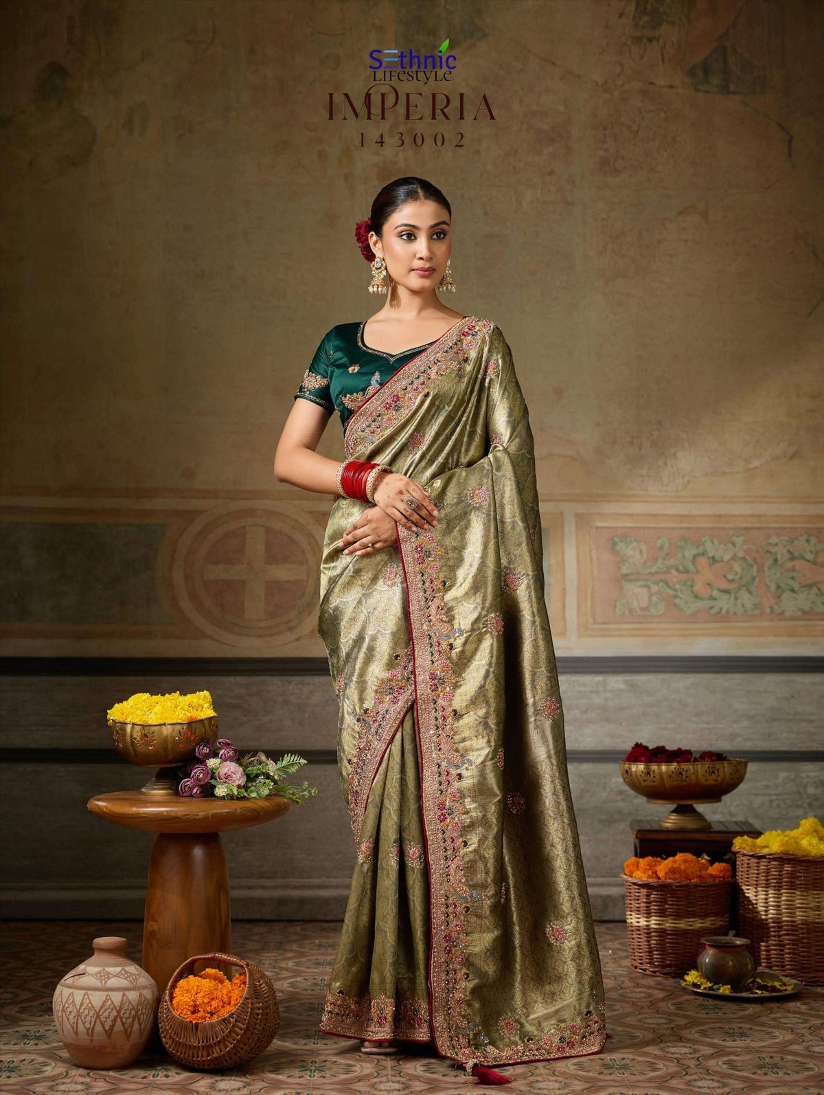 Sethnic Lifestyle Imperia 143001 To 143006 Series Banarasi Silk Embroidery Premium Saree