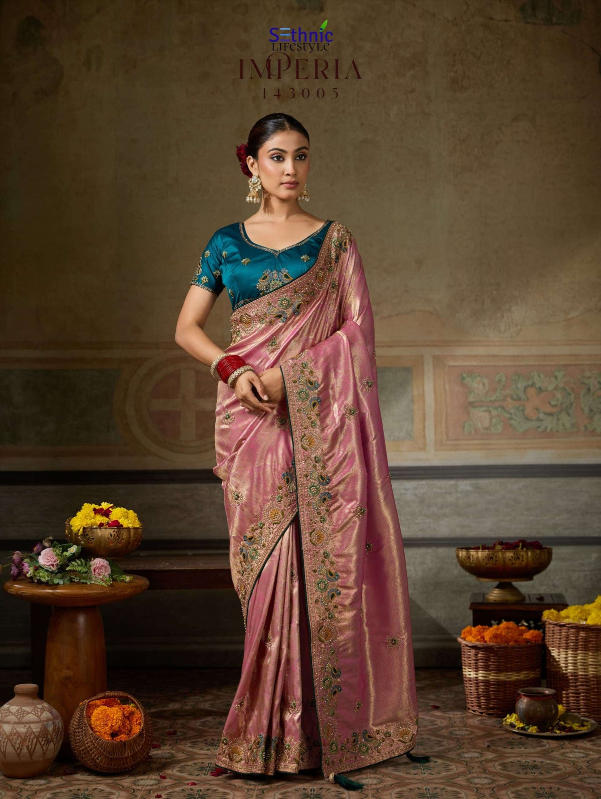 Sethnic Lifestyle Imperia 143001 To 143006 Series Banarasi Silk Embroidery Premium Saree