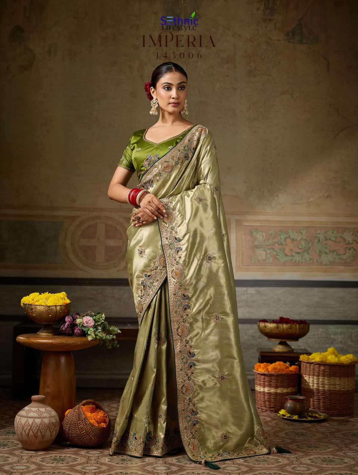 Sethnic Lifestyle Imperia 143001 To 143006 Series Banarasi Silk Embroidery Premium Saree