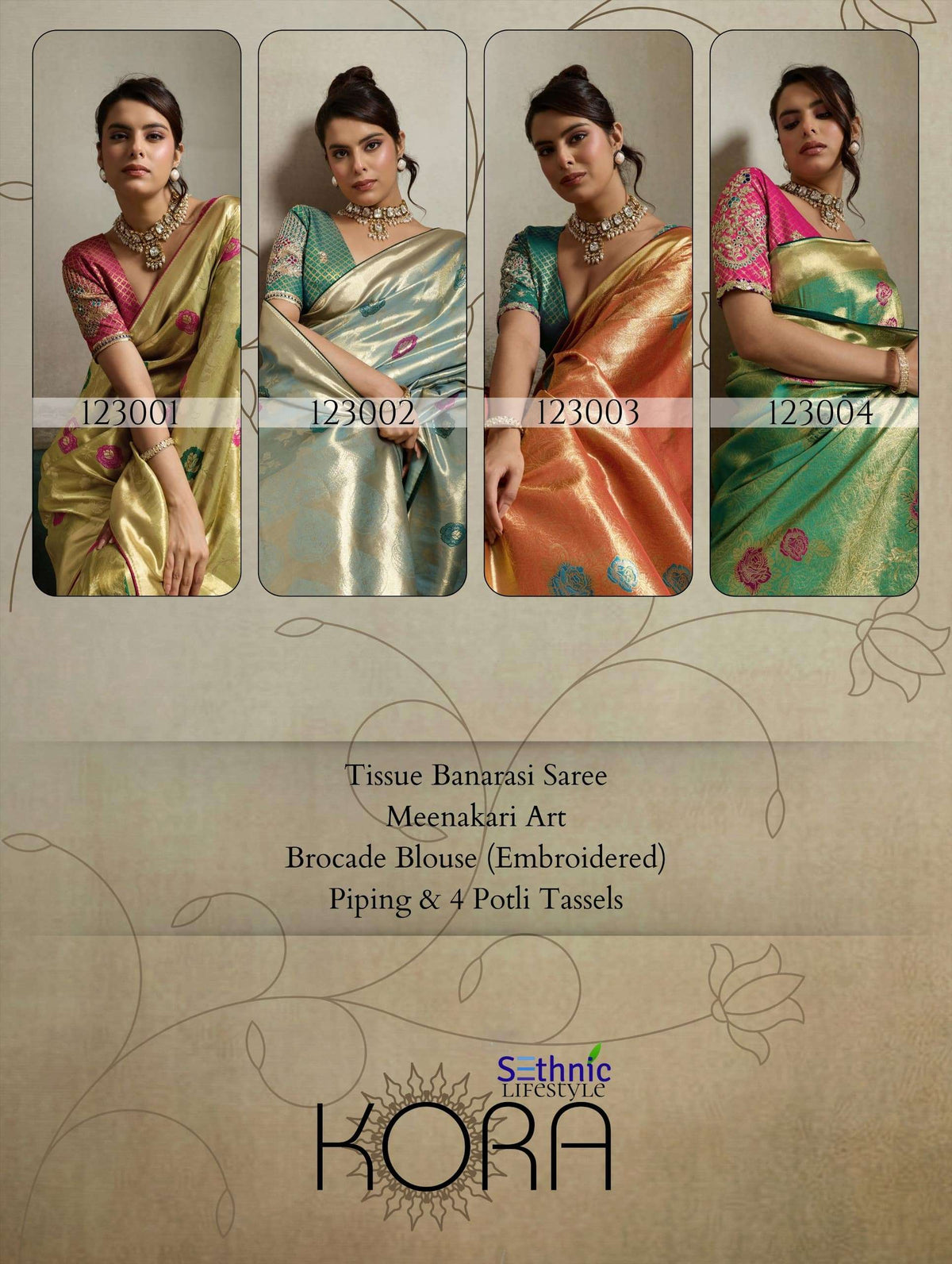 SETHNIC LIFESTYLE KORA Banarasi Meenakari Art Printed Saree
