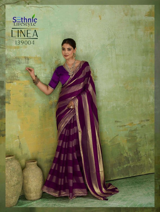 Sethnic Lifestyle Linea Velvet Satin Printed Saree