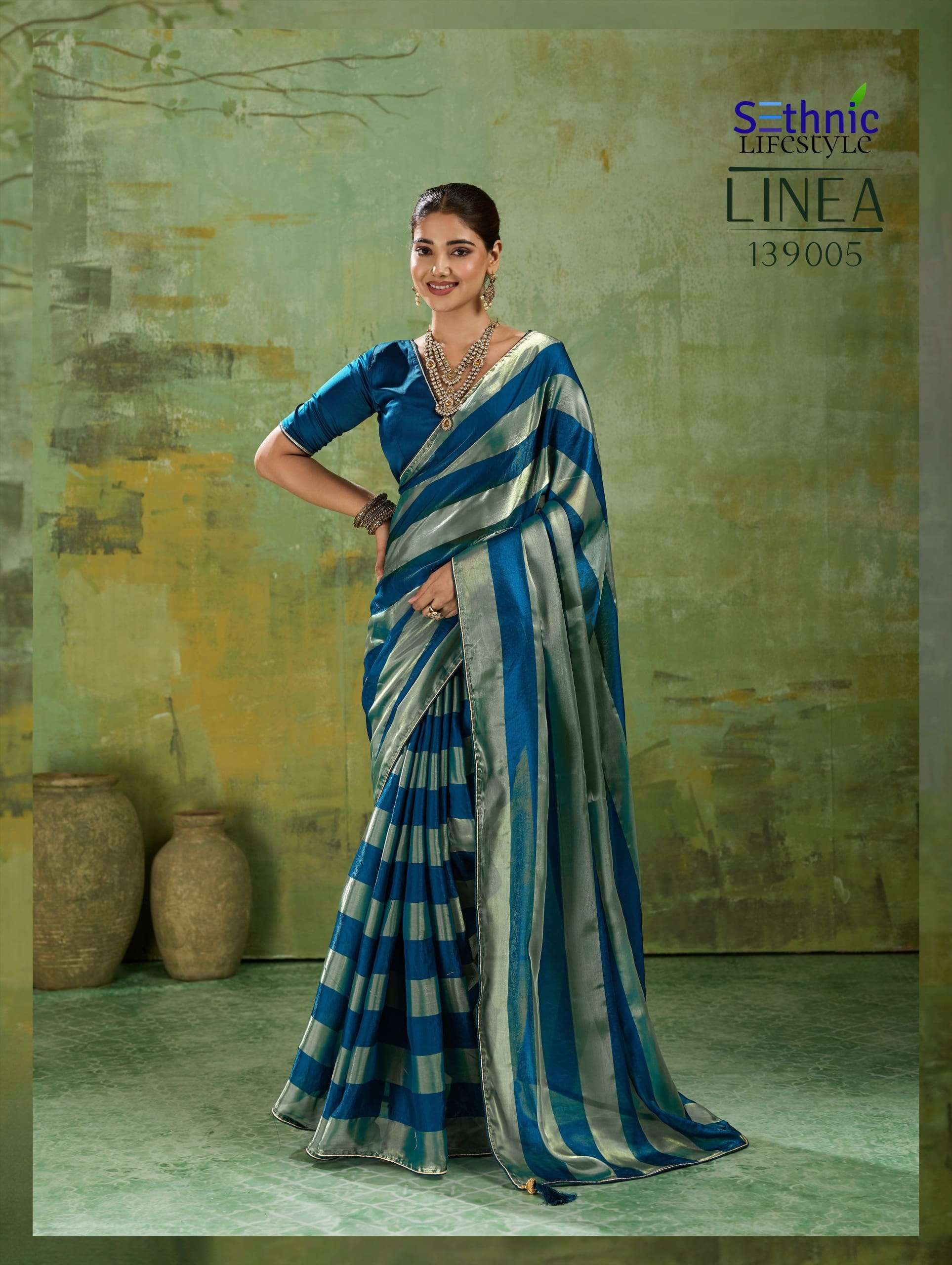 Sethnic Lifestyle Linea Velvet Satin Printed Saree