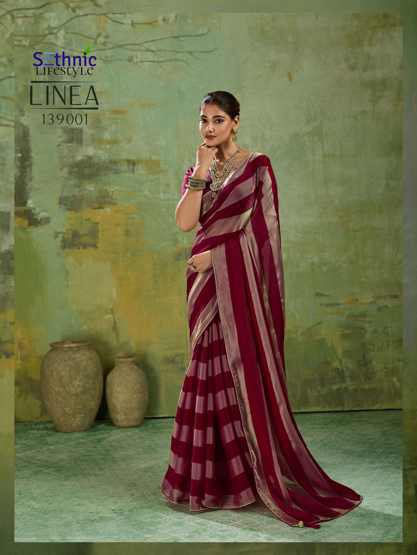 Sethnic Lifestyle Linea Velvet Satin Printed Saree