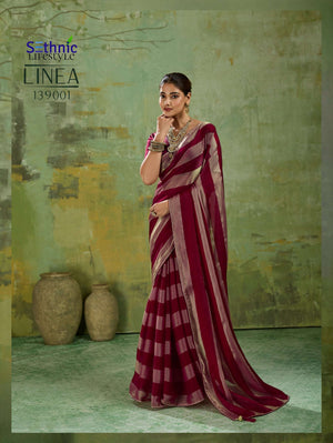 Sethnic Lifestyle Linea Velvet Satin Printed Saree