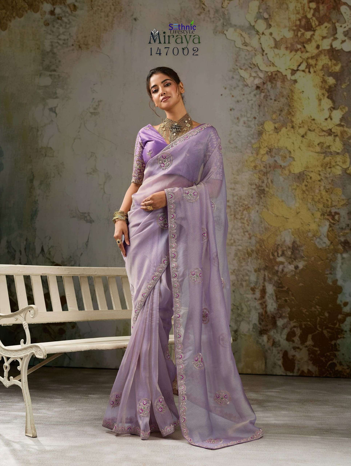 Sethnic Lifestyle Miraya Tissue Silk Zari Embroidered Saree Set