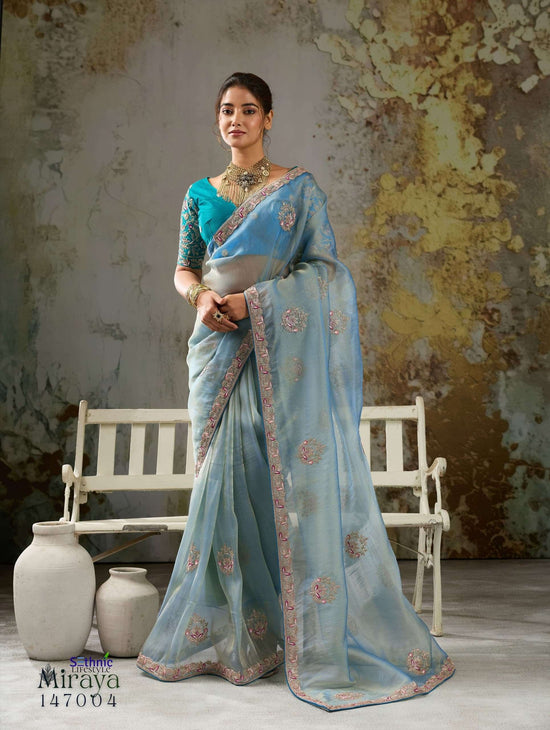 Sethnic Lifestyle Miraya Tissue Silk Zari Embroidered Saree Set