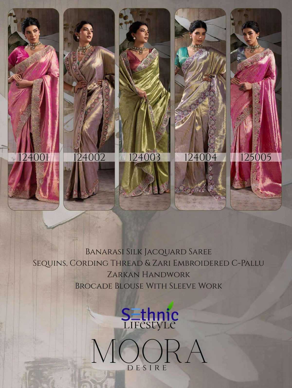 SETHNIC LIFESTYLE MOORA DESIRE 12401–12405 Banarasi Jacquard Silk Saree - Amrah Wholesale