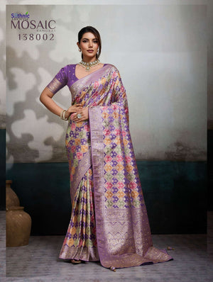 SETHNIC LIFESTYLE MOSAIC Satin Jacquard Silk Printed Premium Saree - Amrah Wholesale