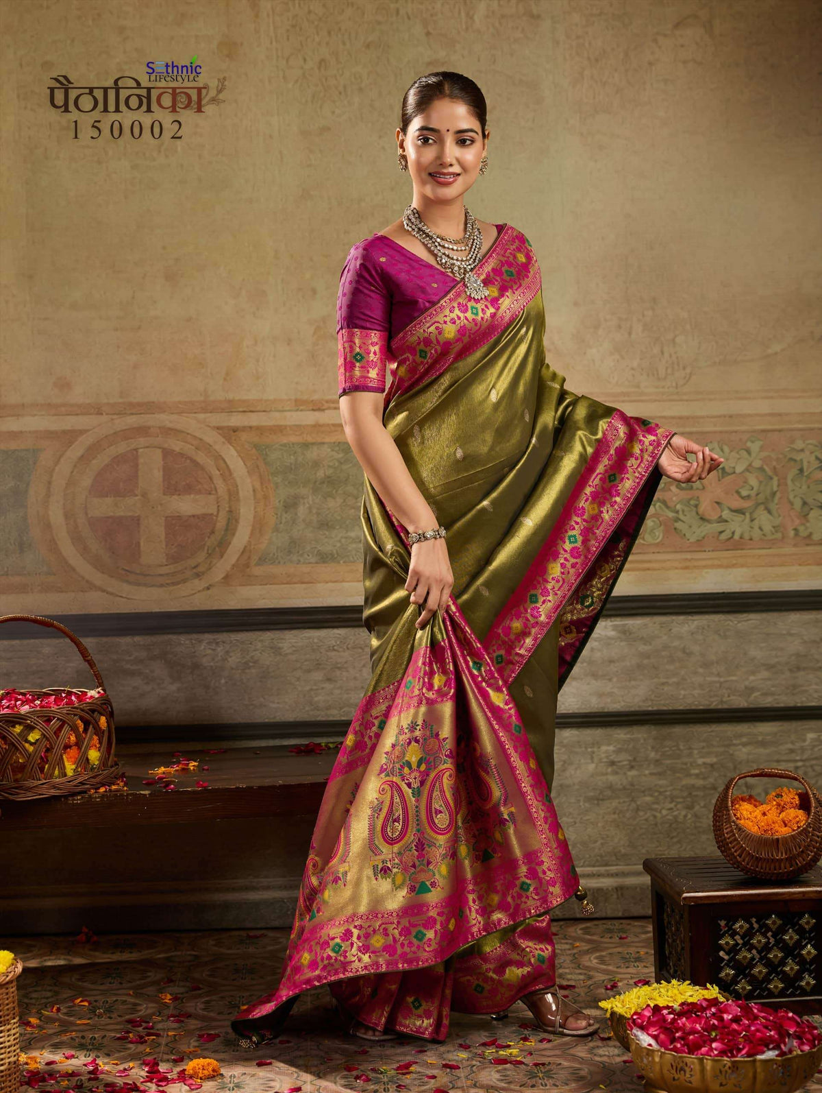 SETHNIC LIFESTYLE PAITHANIKA Tissue Silk Zari Work Saree