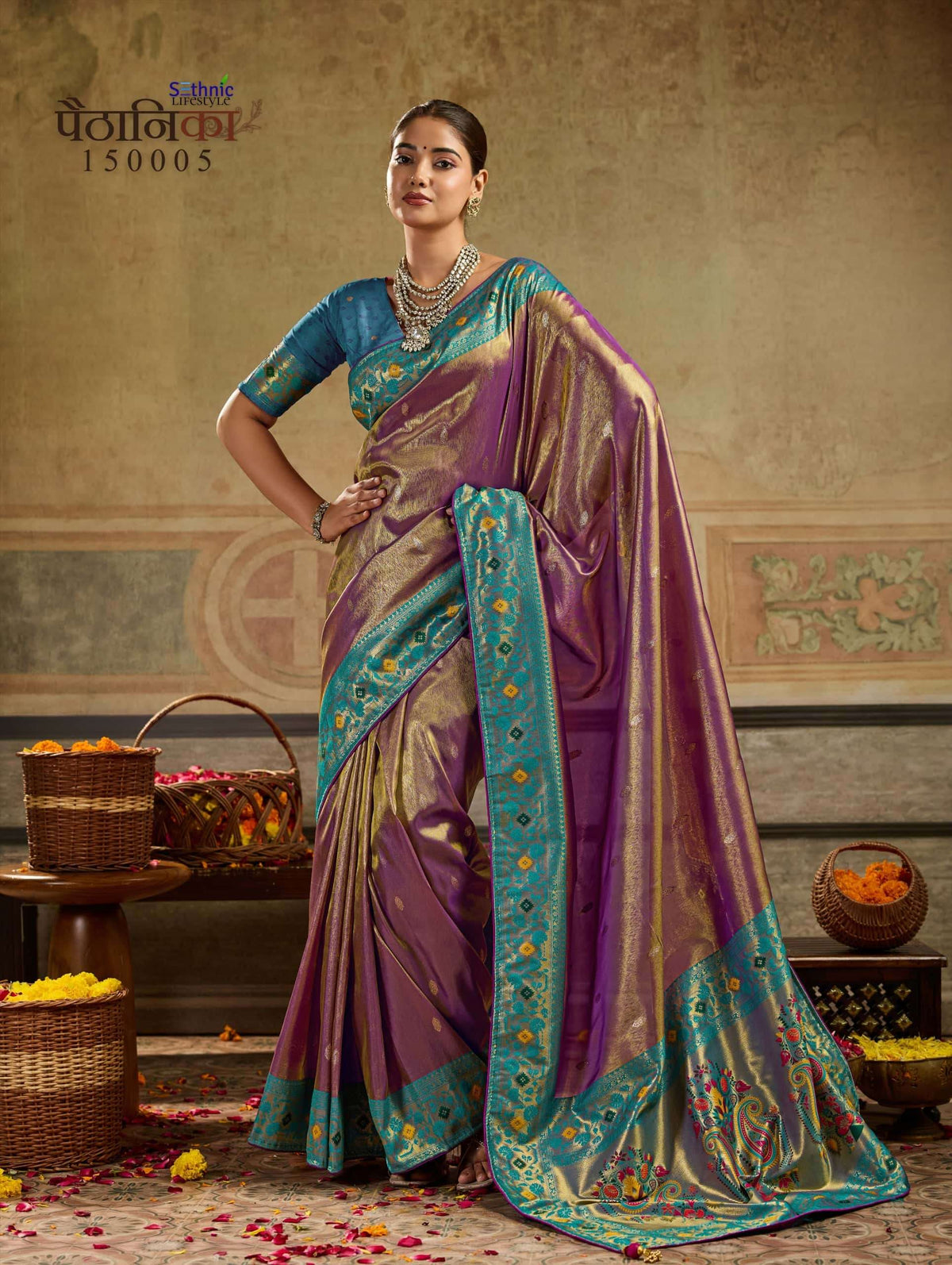 SETHNIC LIFESTYLE PAITHANIKA Tissue Silk Zari Work Saree