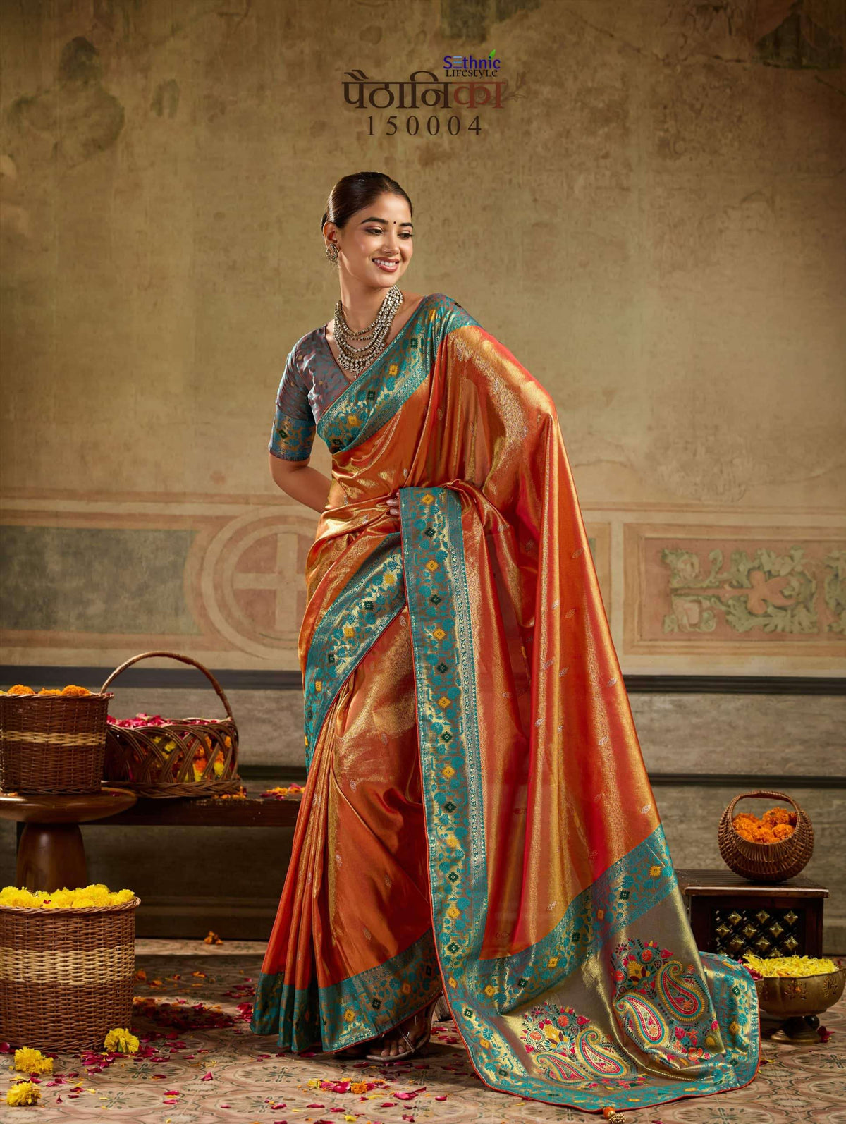 SETHNIC LIFESTYLE PAITHANIKA Tissue Silk Zari Work Saree