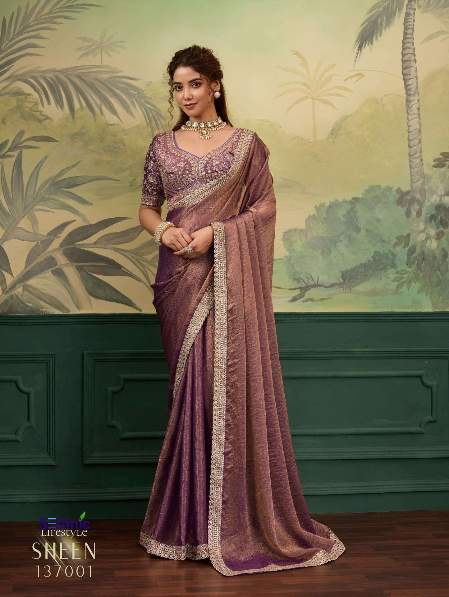 SETHNIC LIFESTYLE SHEEN RISE Chiffon Velvet Embroidered Saree