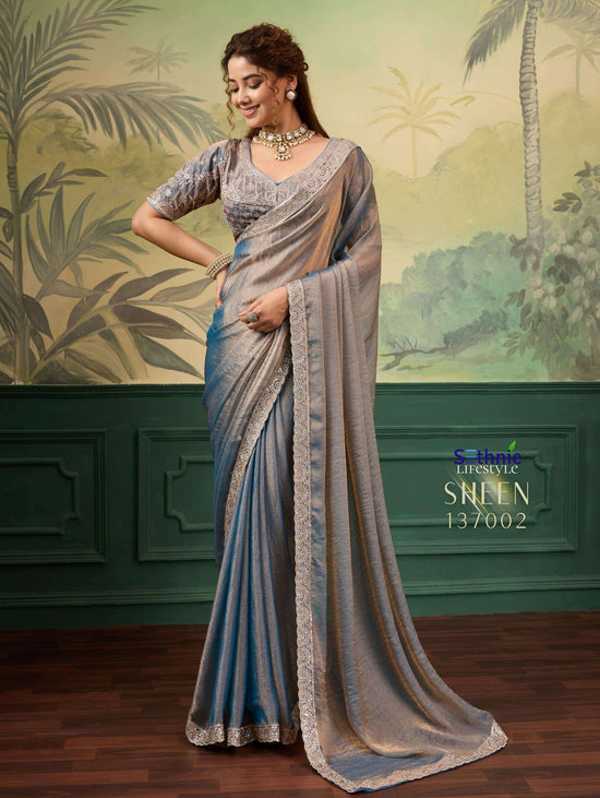SETHNIC LIFESTYLE SHEEN RISE Chiffon Velvet Embroidered Saree
