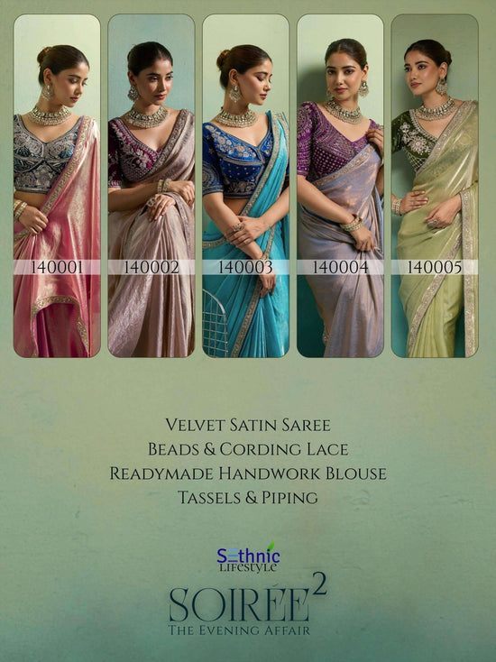 SETHNIC LIFESTYLE SOIREE VOL-2 Velvet Satin Embroidered Sarees - Amrah Wholesale