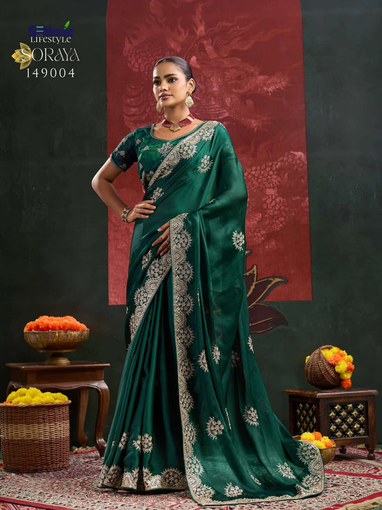 Sethnic Lifestyle Soraya Satin Chiffon Embroidered Saree