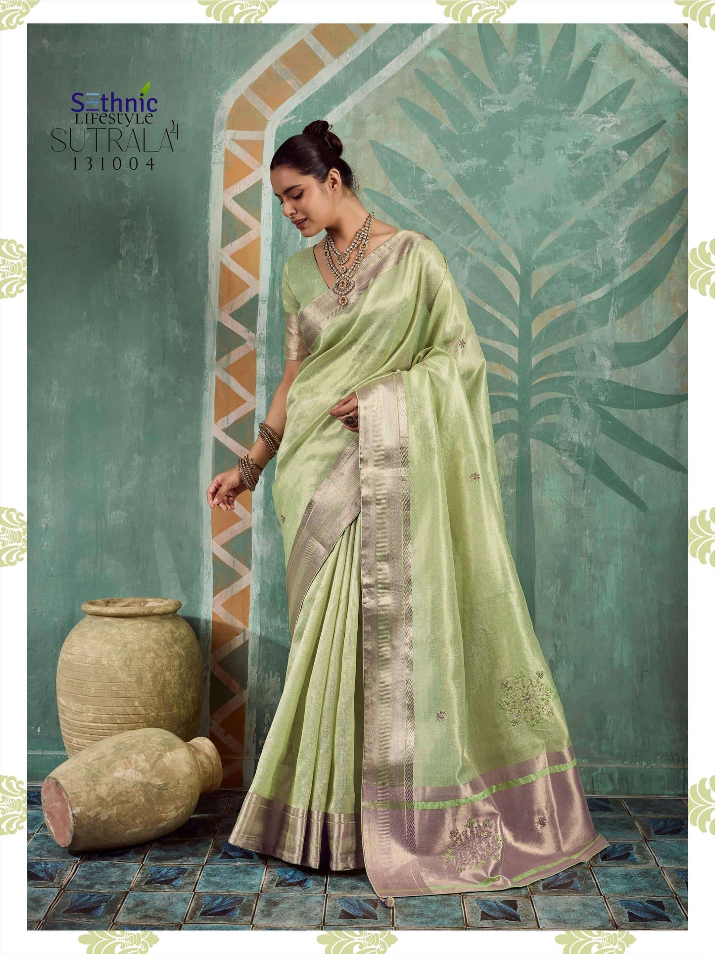 SETHNIC Lifestyle Sutrala Vol-4 Tissue Cotton Printed Saree