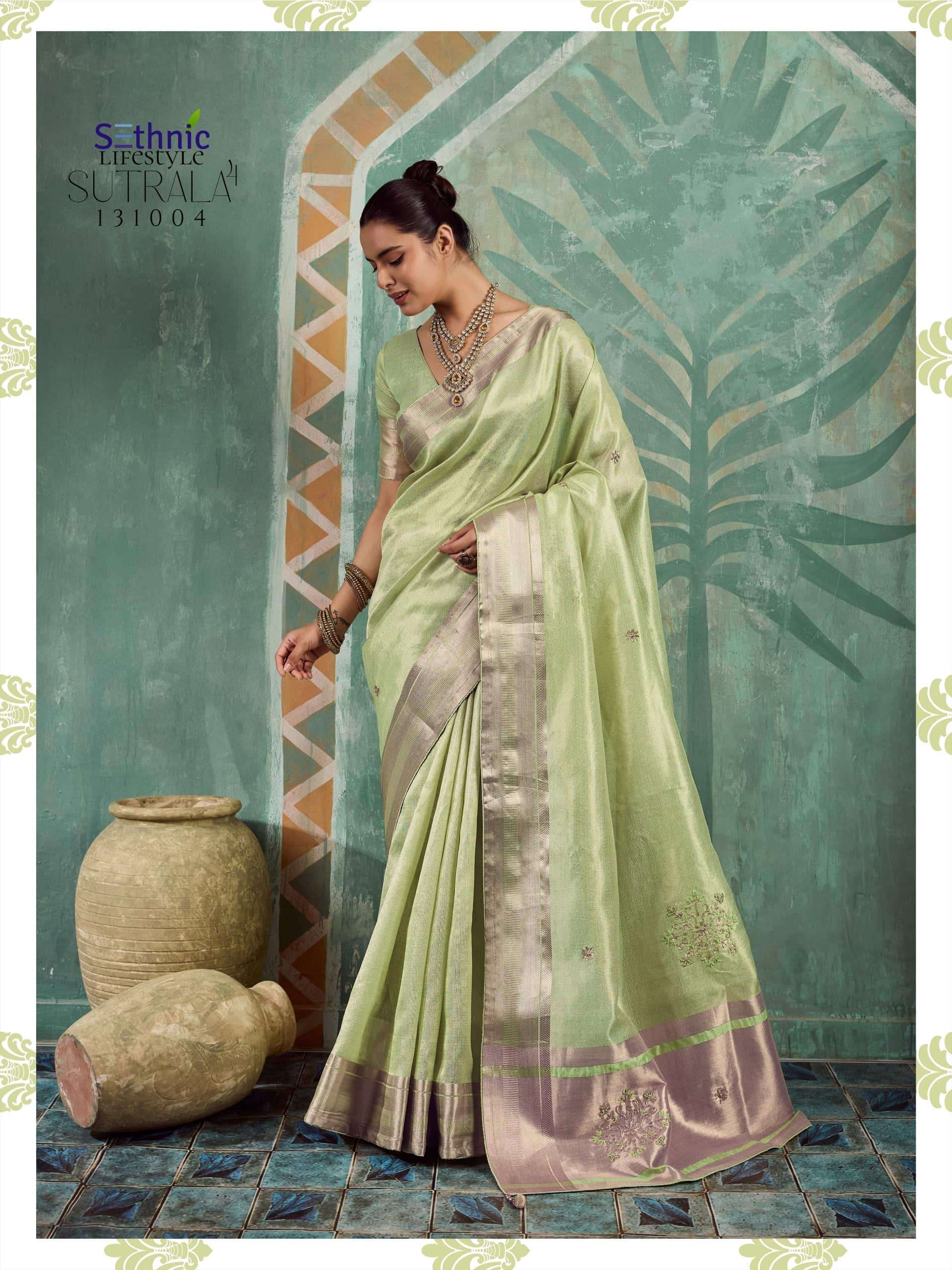 SETHNIC Lifestyle Sutrala Vol-4 Tissue Cotton Printed Saree
