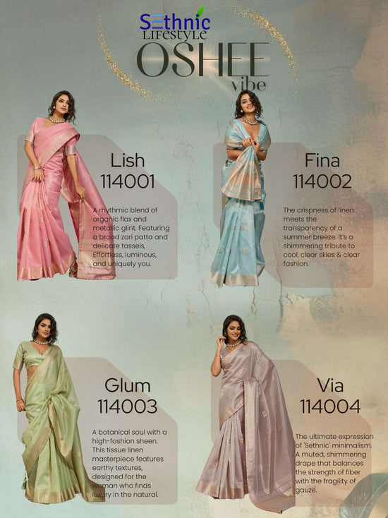 SETHNIC OSHEE 114001 TO 114004 Linen Saree Wholesale Collection