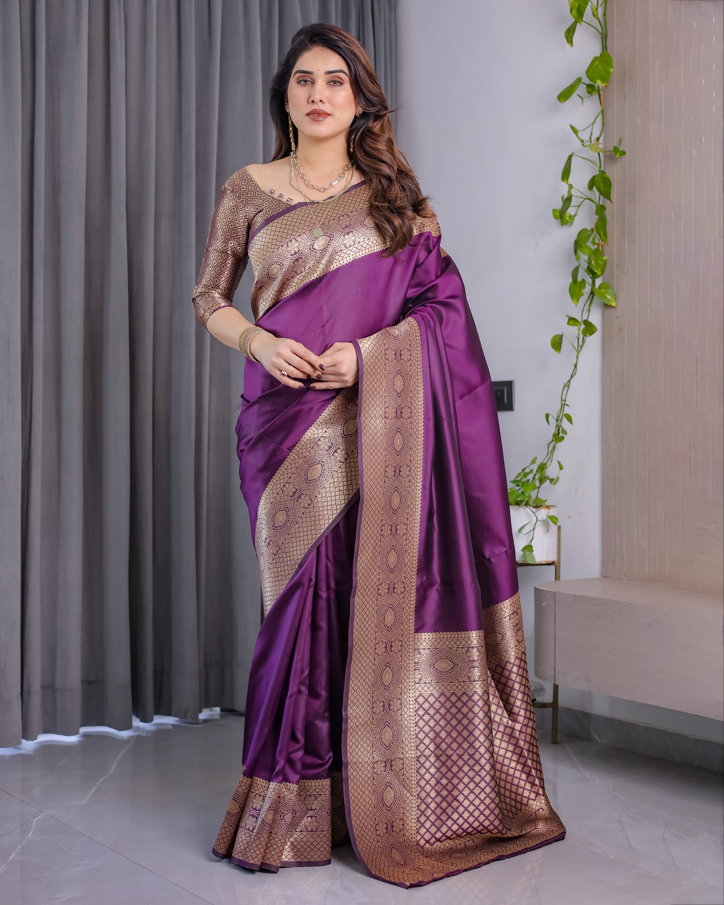 Amrah Wholesale Sh Jcq 01 Lichi Silk Saree