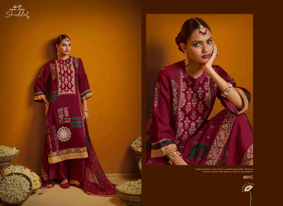 Shiddat Bell Rose 401 Viscose Organza Twill Dress Material
