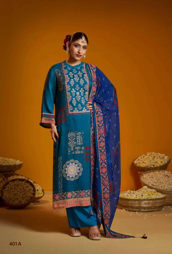 Shiddat Bell Rose 401 Viscose Organza Twill Dress Material