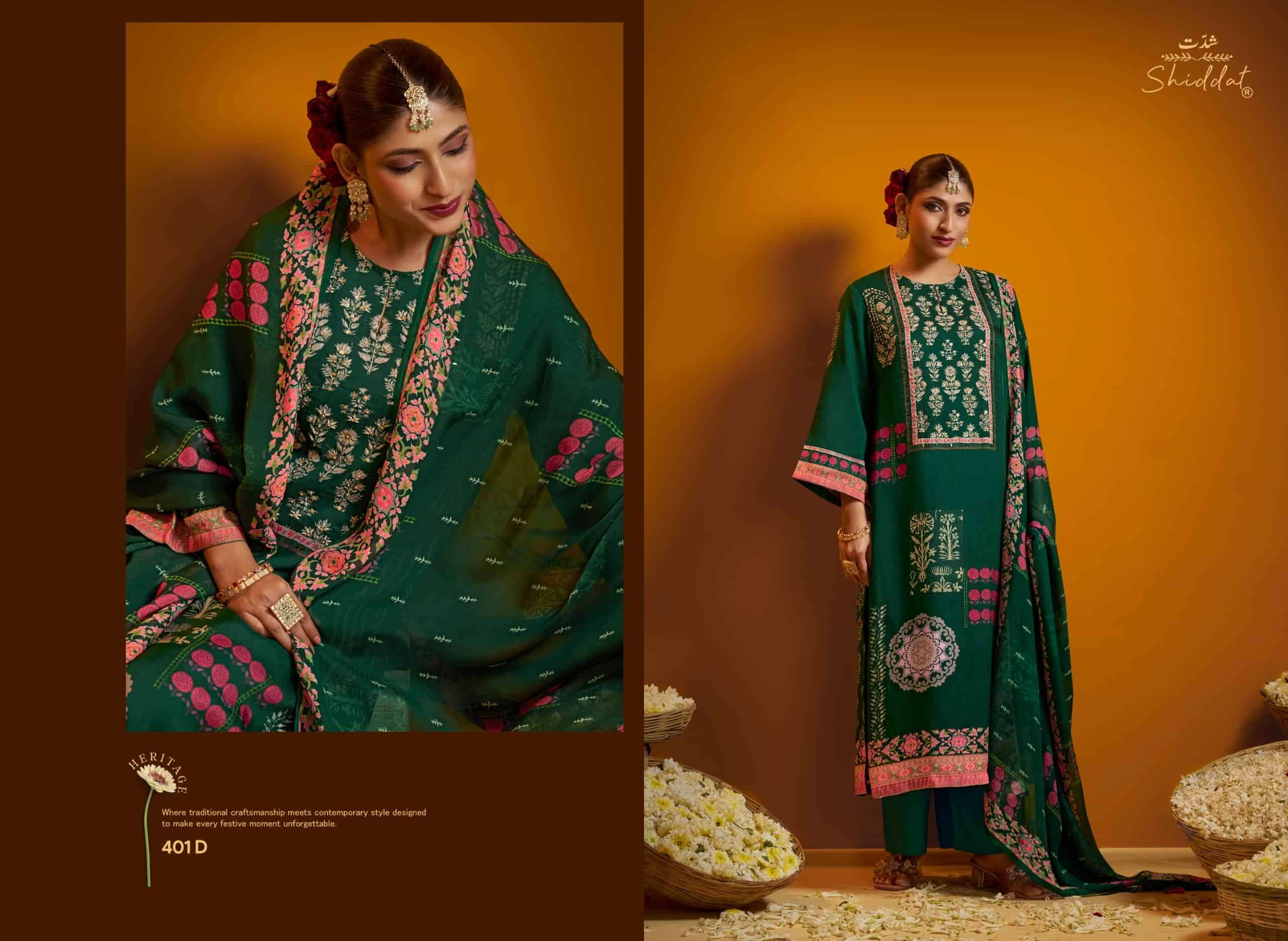 Shiddat Bell Rose 401 Viscose Organza Twill Dress Material