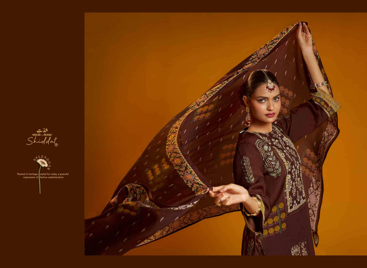 Shiddat Bell Rose 401 Viscose Organza Twill Dress Material