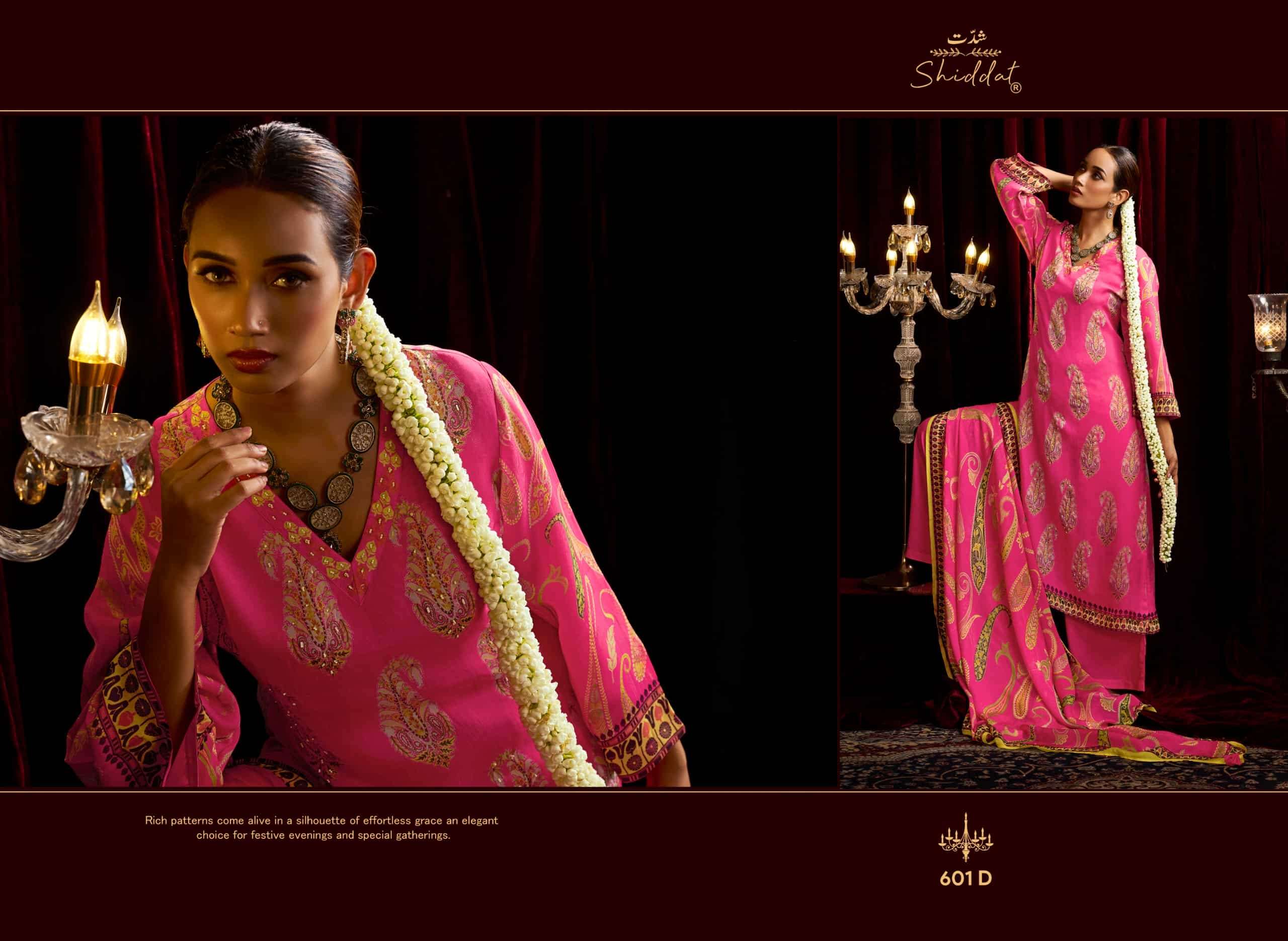 Shiddat Bell Rose 601 Viscose Organza Dress Material