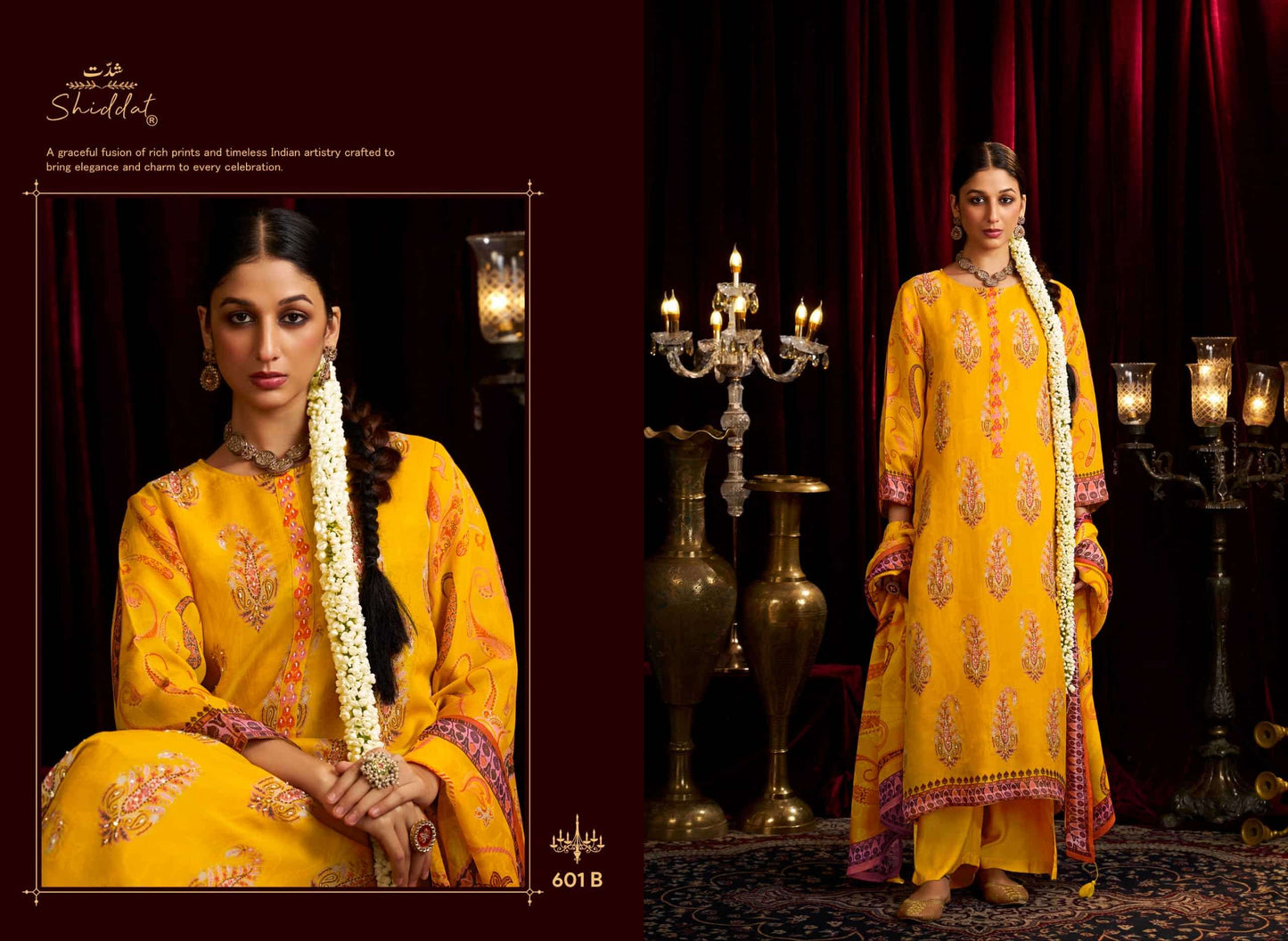 Shiddat Bell Rose 601 Viscose Organza Dress Material