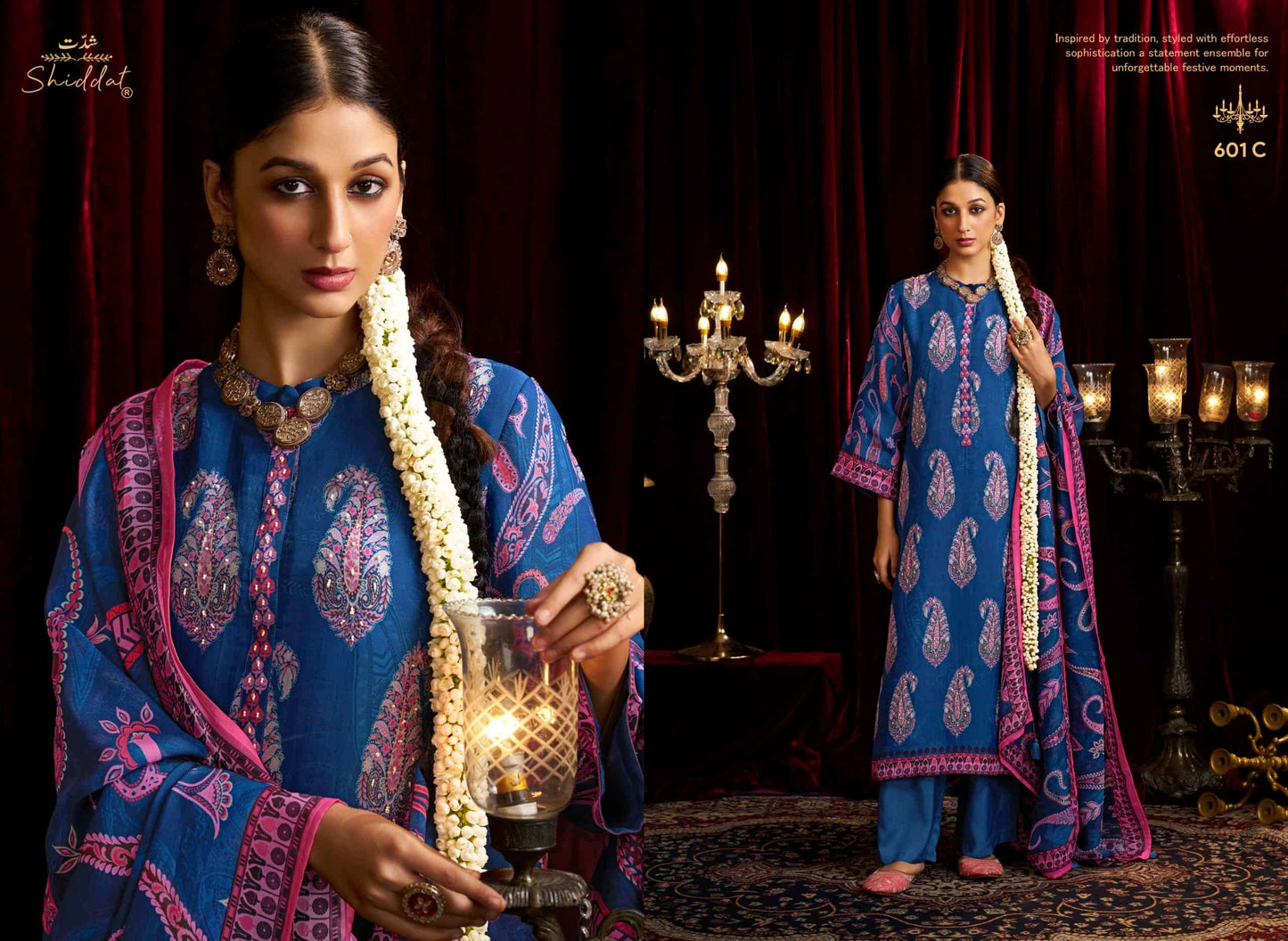 Shiddat Bell Rose 601 Viscose Organza Dress Material