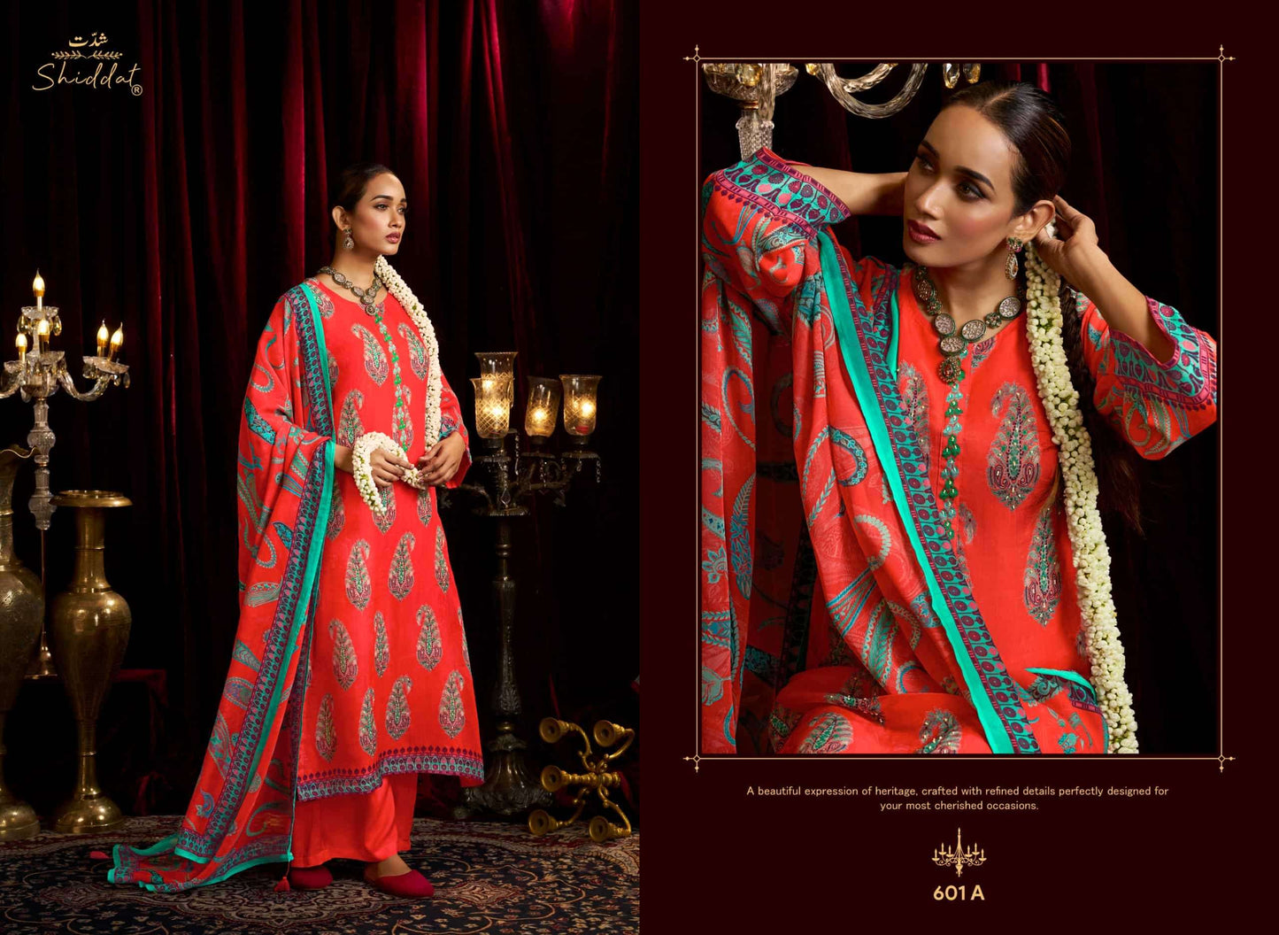 Shiddat Bell Rose 601 Viscose Organza Dress Material