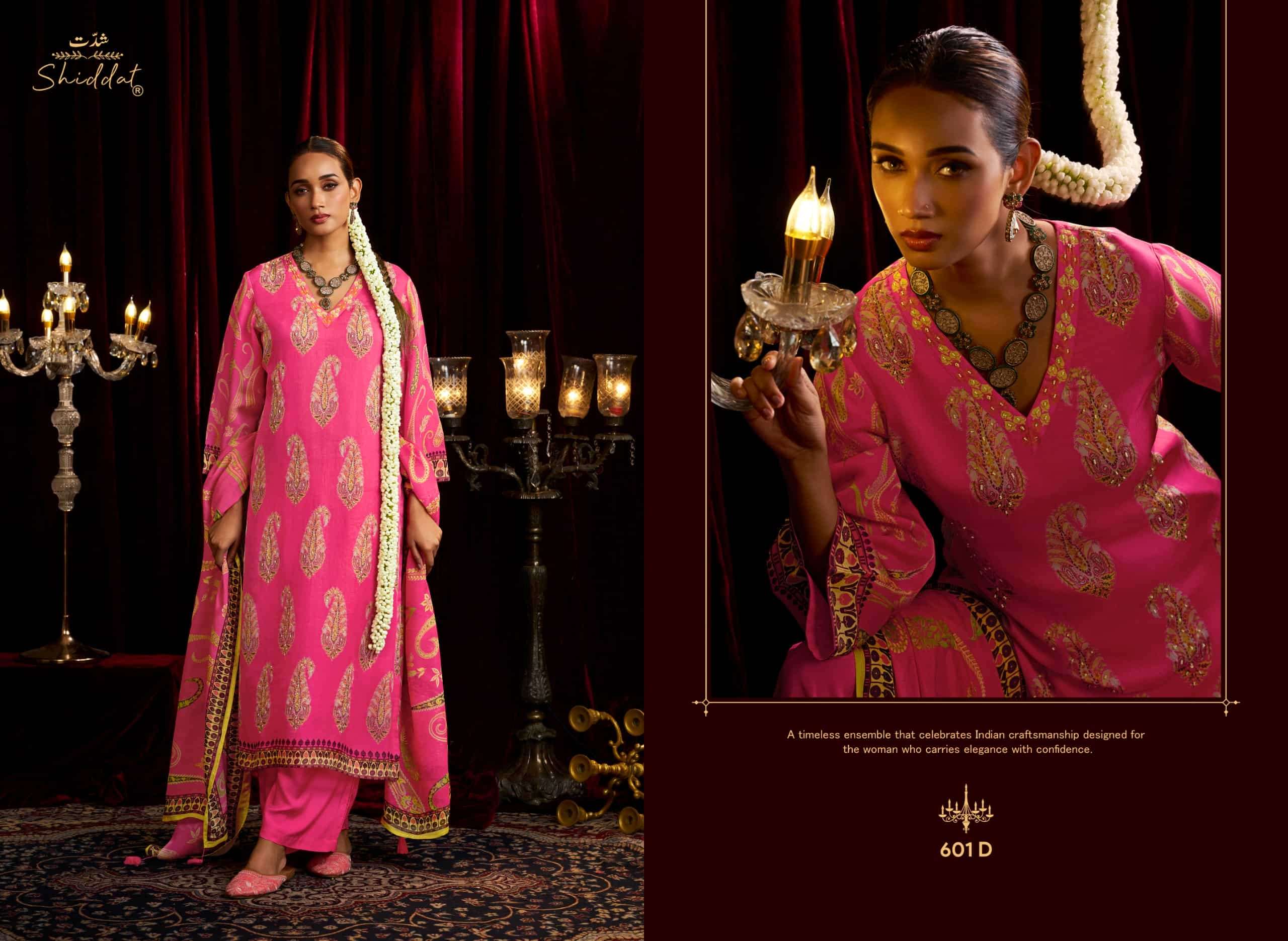 Shiddat Bell Rose 601 Viscose Organza Dress Material