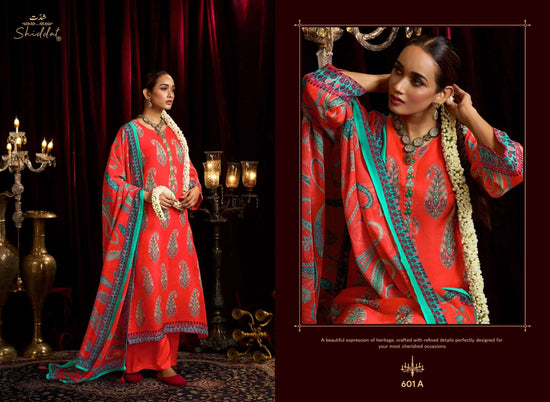 Shiddat Bell Rose 601 Viscose Organza Dress Material - Amrah Wholesale