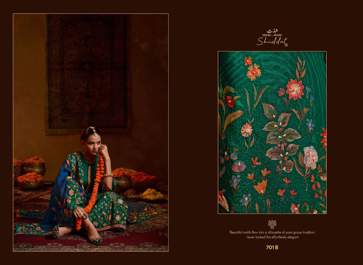 Shiddat Bell Rose 701 Viscose Organza Dress Material - Amrah Wholesale