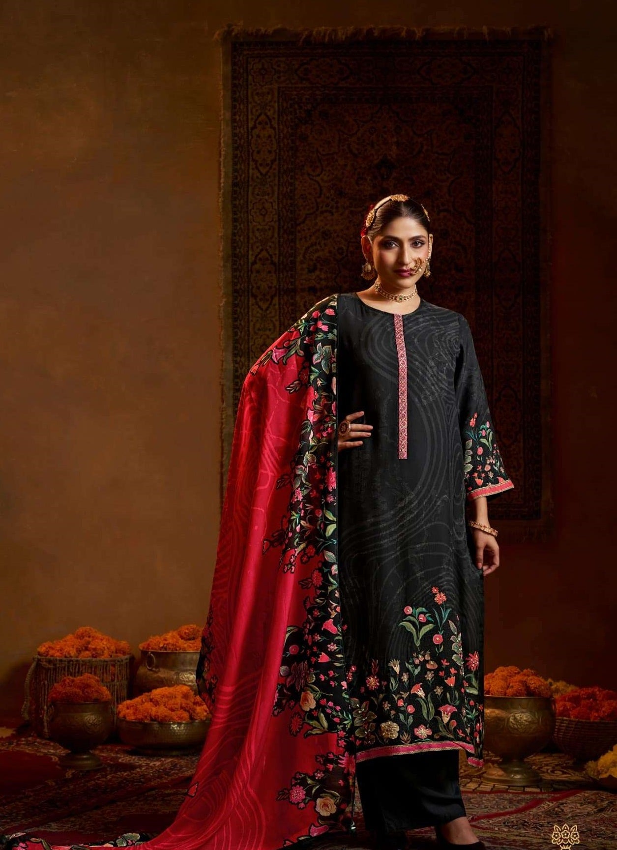 Shiddat Bell Rose 701 Viscose Organza Dress Material