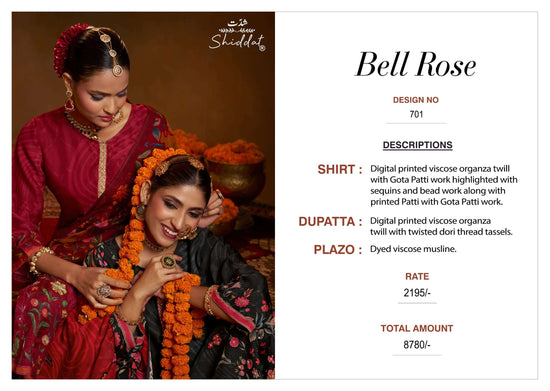 Shiddat Bell Rose 701 Viscose Organza Dress Material