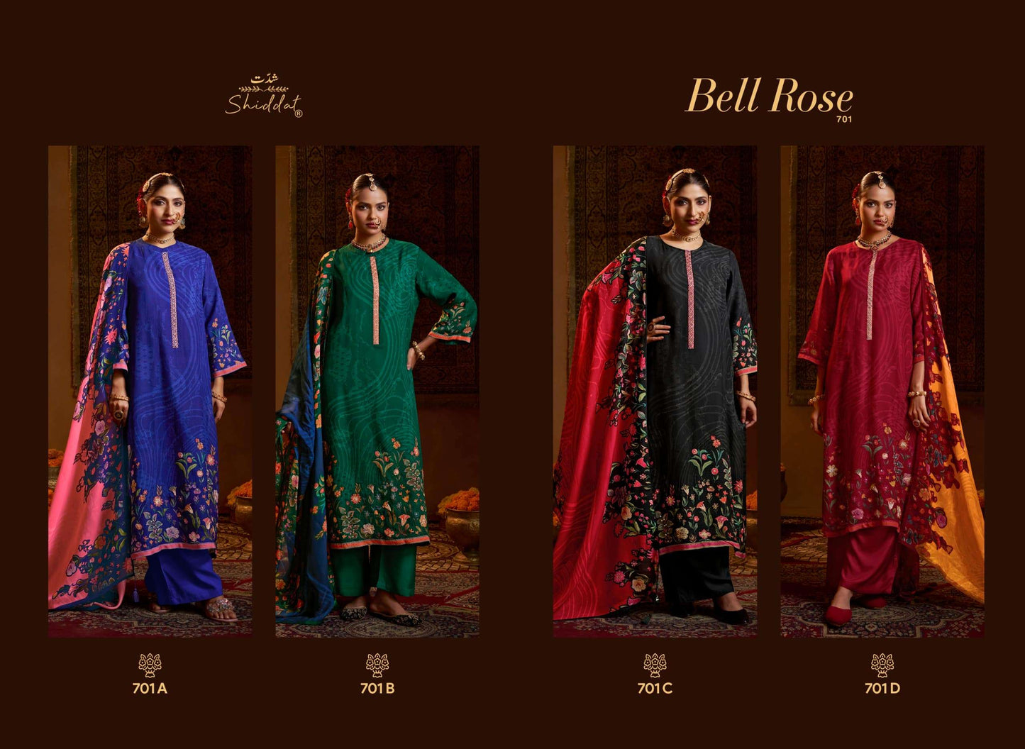 Shiddat Bell Rose 701 Viscose Organza Dress Material