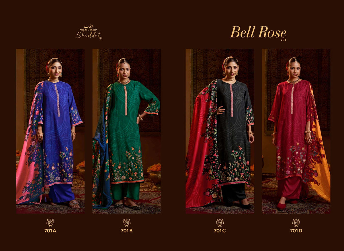 Shiddat Bell Rose 701 Viscose Organza Dress Material